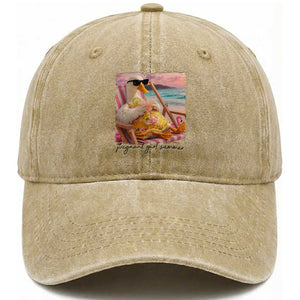 Pregnant Girl Summer Goose Mom Washed Cotton Baseball Cap Funny Pregnancy Announcement TS14 Print Your Wear