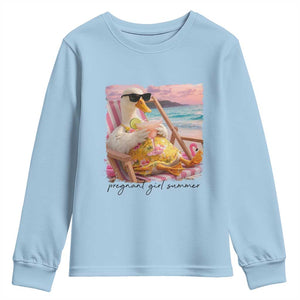 Pregnant Girl Summer Goose Mom Youth Sweatshirt Funny Pregnancy Announcement TS14 Light Blue Print Your Wear