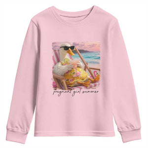 Pregnant Girl Summer Goose Mom Youth Sweatshirt Funny Pregnancy Announcement TS14 Light Pink Print Your Wear