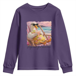 Pregnant Girl Summer Goose Mom Youth Sweatshirt Funny Pregnancy Announcement TS14 Purple Print Your Wear