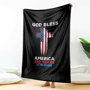 God Bless America 250 Years 1776-2026 Throw Blanket Christian Cross Flag TS14 Print Your Wear