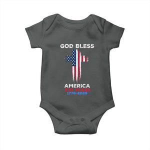 God Bless America 250 Years 1776-2026 Baby Onesie Christian Cross Flag TS14 Dark Heather Print Your Wear