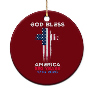 God Bless America 250 Years 1776-2026 Ceramic Ornament Christian Cross Flag TS14 1pc Red Print Your Wear
