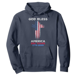 God Bless America 250 Years 1776-2026 Hoodie Christian Cross Flag TS14 Navy Print Your Wear