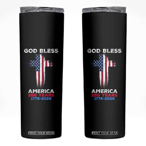 God Bless America 250 Years 1776-2026 Skinny Tumbler Christian Cross Flag TS14 Black Print Your Wear
