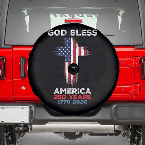 God Bless America 250 Years 1776-2026 Spare Tire Cover Christian Cross Flag TS14 Black Print Your Wear