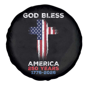God Bless America 250 Years 1776-2026 Spare Tire Cover Christian Cross Flag TS14 Print Your Wear