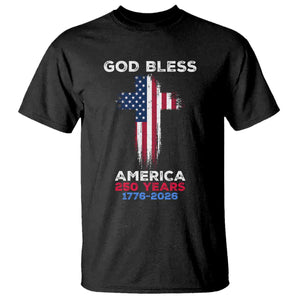 God Bless America 250 Years 1776-2026 T Shirt Christian Cross Flag TS14 Black Print Your Wear