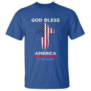 God Bless America 250 Years 1776-2026 T Shirt Christian Cross Flag TS14 Royal Blue Print Your Wear
