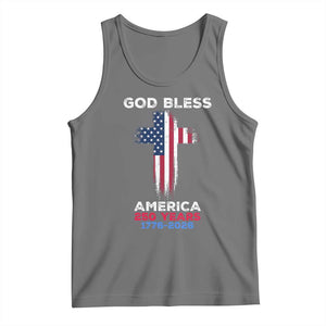 God Bless America 250 Years 1776-2026 Tank Top Christian Cross Flag TS14 Black Heather Print Your Wear