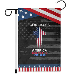 God Bless America 250 Years 1776-2026 Patriotic Garden Flag Christian Cross Flag TS14 Distressed Black Blue Print Your Wear