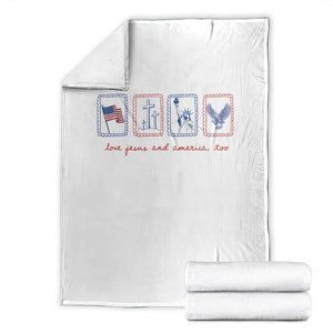 Loves Jesus and America Too Throw Blanket 4th of July Christian TS14 White Print Your Wear