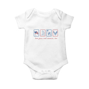 Loves Jesus and America Too Baby Onesie 4th of July Christian TS14 White Print Your Wear