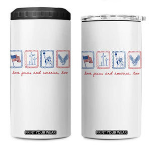 Loves Jesus and America Too 4 in 1 Can Cooler Tumbler 4th of July Christian TS14 One Size: 16 oz White Print Your Wear