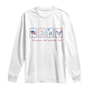 Loves Jesus and America Too Long Sleeve Shirt 4th of July Christian TS14 White Print Your Wear