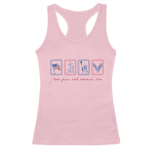 Loves Jesus and America Too Racerback Tank Top 4th of July Christian TS14 Light Pink Print Your Wear
