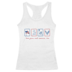 Loves Jesus and America Too Racerback Tank Top 4th of July Christian TS14 White Print Your Wear