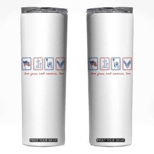 Loves Jesus and America Too Skinny Tumbler 4th of July Christian TS14 White Print Your Wear