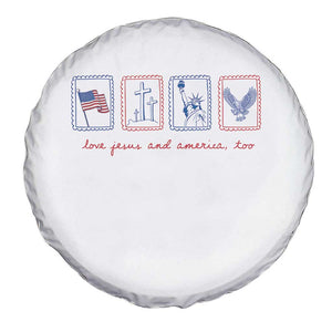 Loves Jesus and America Too Spare Tire Cover 4th of July Christian TS14 Print Your Wear