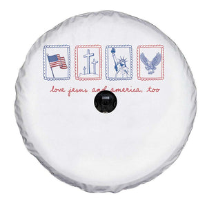 Loves Jesus and America Too Spare Tire Cover 4th of July Christian TS14 Print Your Wear