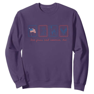 Loves Jesus and America Too Sweatshirt 4th of July Christian TS14 Purple Print Your Wear
