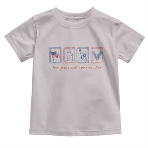 Loves Jesus and America Too Toddler T Shirt 4th of July Christian TS14 Ice Gray Print Your Wear