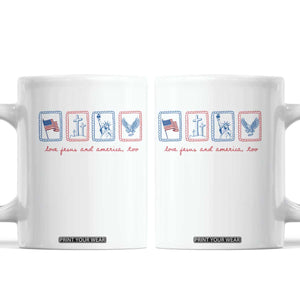 Loves Jesus and America Too Coffee Mug 4th of July Christian TS14 White Print Your Wear