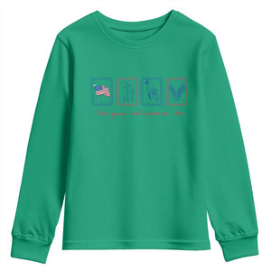 Loves Jesus and America Too Youth Sweatshirt 4th of July Christian TS14 Irish Green Print Your Wear