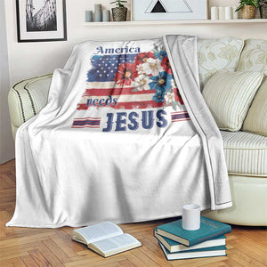 America Needs Jesus Throw Blanket Christian Floral US Flag 4th of July TS14 Print Your Wear