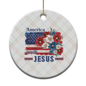 America Needs Jesus Ceramic Ornament Christian Floral US Flag 4th of July TS14 1pc Christmas Plaid Print Your Wear