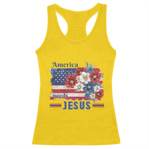 America Needs Jesus Racerback Tank Top Christian Floral US Flag 4th of July TS14 Daisy Print Your Wear