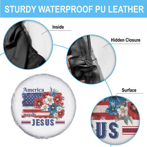 America Needs Jesus Spare Tire Cover Christian Floral US Flag 4th of July TS14 Print Your Wear