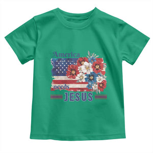 America Needs Jesus Toddler T Shirt Christian Floral US Flag 4th of July TS14 Irish Green Print Your Wear