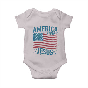 America Needs Jesus Baby Onesie 4th of July Christian TS14 Ice Gray Print Your Wear