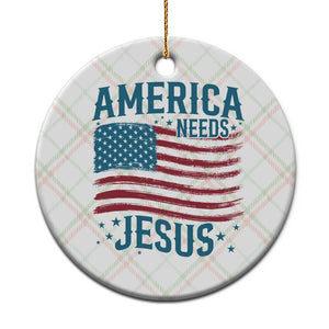 America Needs Jesus Ceramic Ornament 4th of July Christian TS14 1pc Christmas Plaid Print Your Wear
