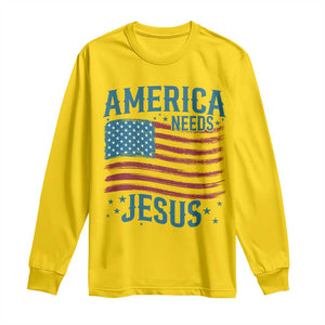 America Needs Jesus Long Sleeve Shirt 4th of July Christian TS14 Daisy Print Your Wear