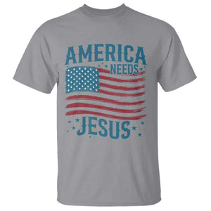 America Needs Jesus T Shirt 4th of July Christian TS14 Sport Gray Print Your Wear