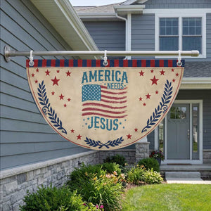 America Needs Jesus Patriotic Fan Flag 4th of July Christian