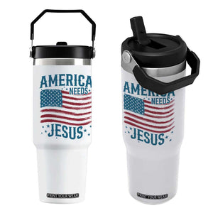 America Needs Jesus Flip Straw Tumbler 4th of July Christian TS14 One Size: 30 oz White Print Your Wear