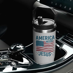 America Needs Jesus Flip Straw Tumbler 4th of July Christian TS14 Print Your Wear