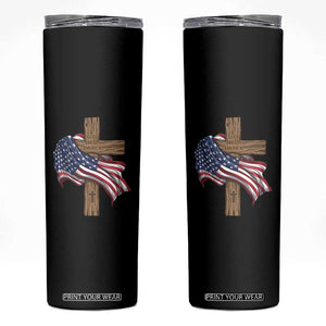 God Bless America 250 Years Skinny Tumbler 4th of July Christian Jesus TS14 Black Print Your Wear
