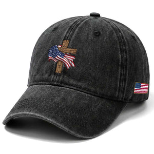 God Bless America 250 Years Washed Cotton Baseball Cap 4th of July Christian Jesus