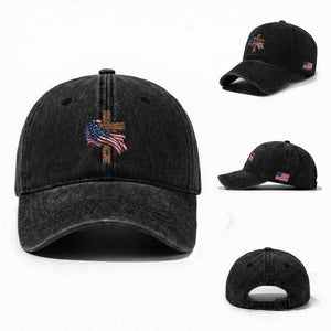God Bless America 250 Years Washed Cotton Baseball Cap 4th of July Christian Jesus