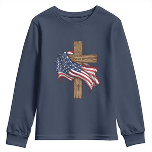 God Bless America 250 Years Youth Sweatshirt 4th of July Christian Jesus TS14 Navy Print Your Wear