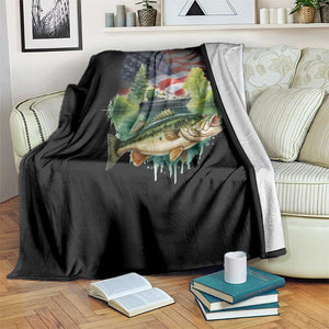 Bass Fishing Patriotic American Flag Throw Blanket TS14 Print Your Wear
