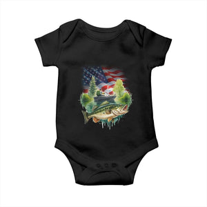 Bass Fishing Patriotic American Flag Baby Onesie TS14 Black Print Your Wear