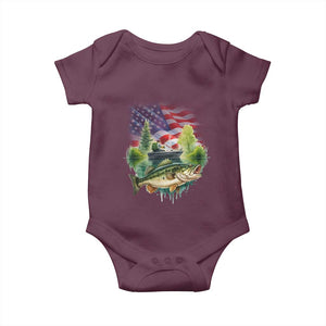 Bass Fishing Patriotic American Flag Baby Onesie TS14 Maroon Print Your Wear