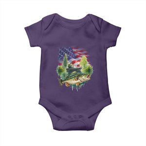 Bass Fishing Patriotic American Flag Baby Onesie TS14 Purple Print Your Wear