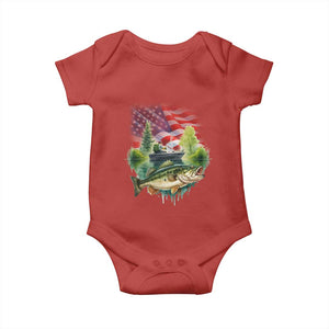 Bass Fishing Patriotic American Flag Baby Onesie TS14 Red Print Your Wear