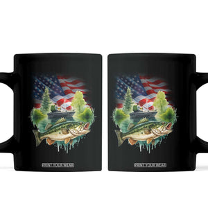 Bass Fishing Patriotic American Flag Coffee Mug TS14 Black Print Your Wear